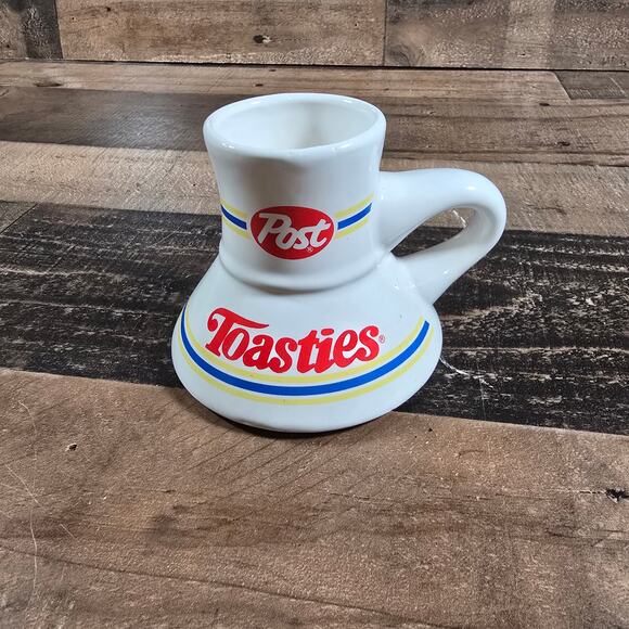 Post Toasties Cereal Wide Bottom Ceramic Travel Coffee Mug Cup No Spill Mug 1980 - Picture 4 of 6